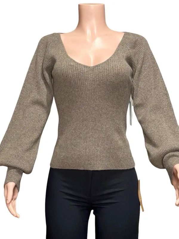 REFORMATION Hart Cashmere Sweater, Cocoa, Medium - Image 5
