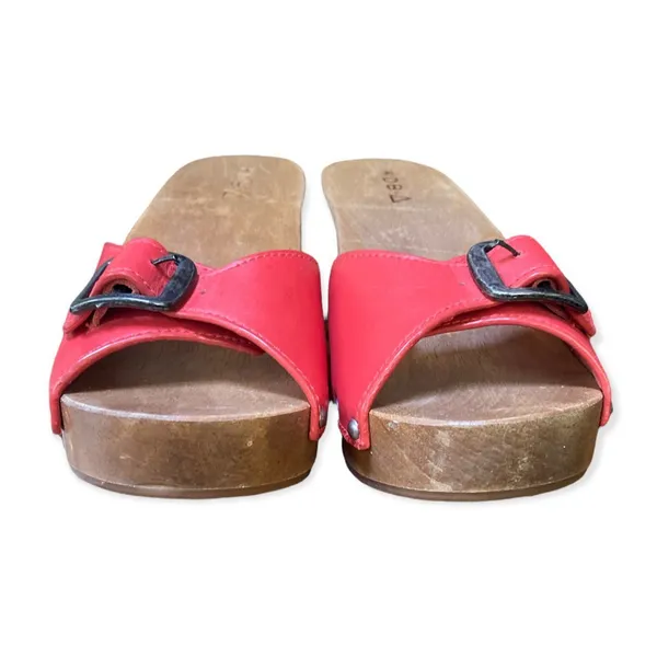 KDB Kelsi Dagger Brooklyn Red-Orange Wood Clogs Size 7 Excellent Condition - Image 4