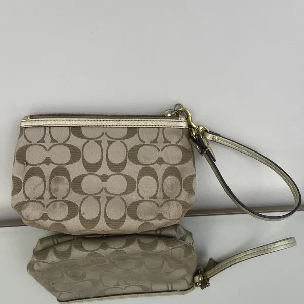 Coach Brown Logo Vibrant Graphic Studded Mini Wristlet Wallet Purse - Image 8