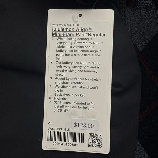 Lululemon Align High Rise Mini Flare Pant Regular Size 4 Color: Black New $128 - Image 4