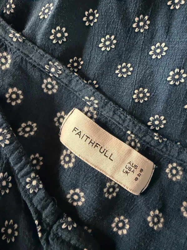 Faithfull the Brand Lobos Mini Dress Lucy Print Blue Size 4 - Image 5
