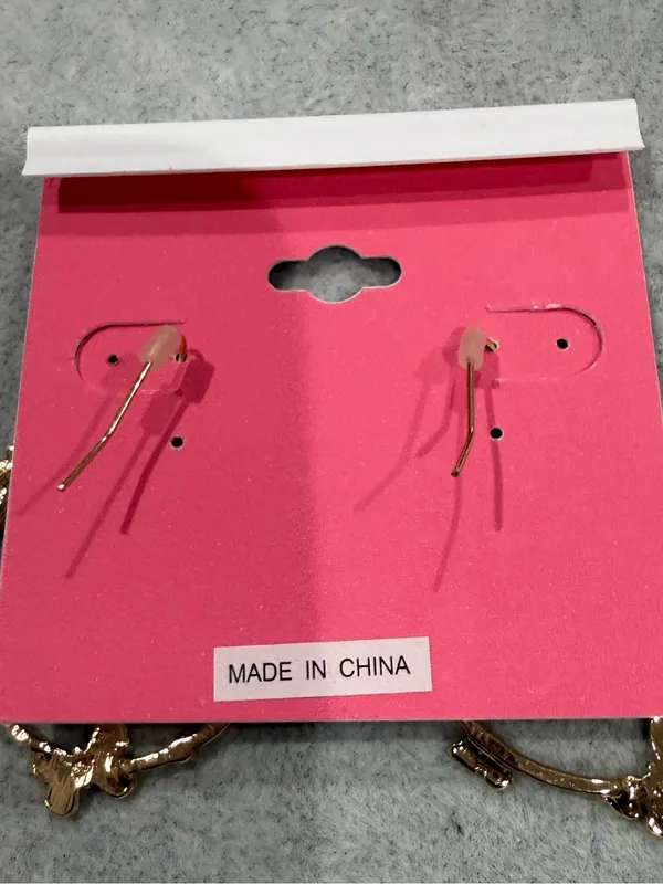 2/20 Isaac Mizrahi Gold Butterfly drop dangle Hoop Earrings Crystal Accents - Image 3