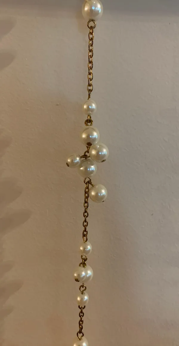 Gold And White Pearl Beaded Necklace - Image 2
