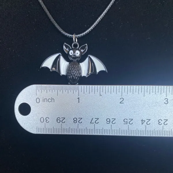 Gothic Black & White Bat Pendant Spooky‎ Season Necklace - Image 7