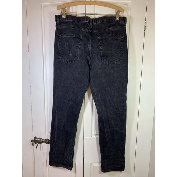 We The Free People‎ Distressed Black Jeans 30 Button Fly Denim Actual 34x29.5 - Image 4