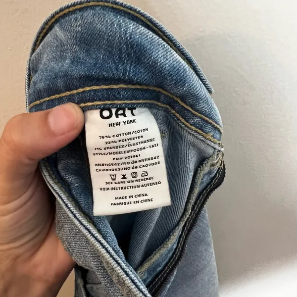 OAT NEW YORK- High Rise Wide Leg Jeans Blue Denim Powder Light Wash Raw Fray Hem - Image 10