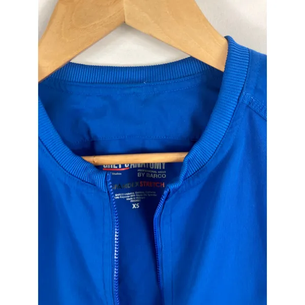 Greys Anatomy Blue Long Sleeve Zip Up Scrub Top Size XS - Image 4