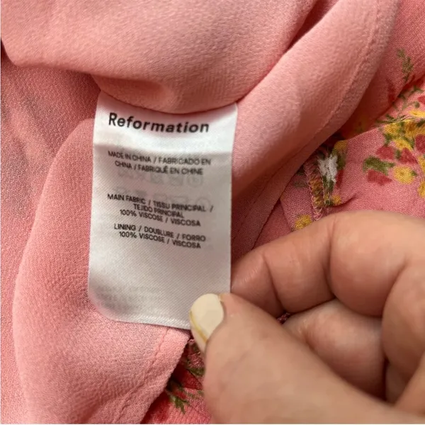 Reformation Mya Dress Floral Zip Back‎ Womens Size 6 Pink Floral NEW *TINY FLAW - Image 4