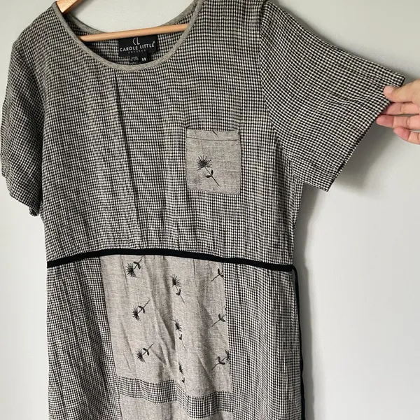 Carole Little Vintage Maxi Dress Gingham Embroidered Cottagecore Cotton Size 14 - Image 5