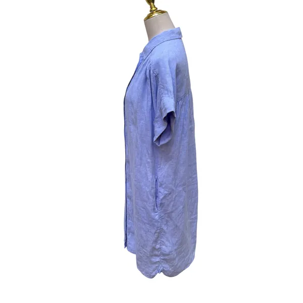 J.Crew Baird McNutt 100% Irish Linen Shirt Dress S Blue Relaxed Casual Preppy - Image 4