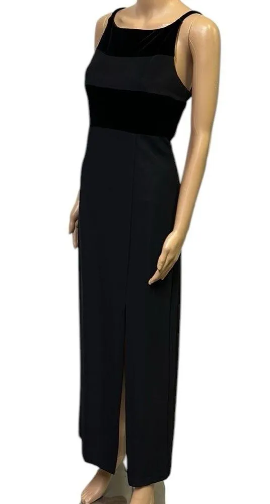 Jazz II Formal Black Velvet Accent Slit Front Sleeveless Maxi Gown Dress Size 10 - Image 5
