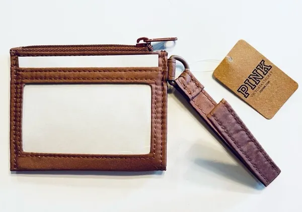 🤎Victoria’s Secret PINK Cardholder Zip Wristlet Strap Keychain / Carmel - Image 3