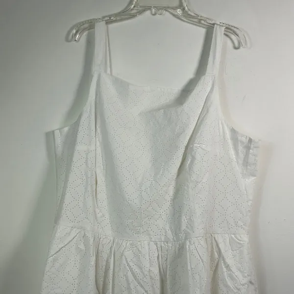 Maison Jules Sydney White Eyelet Fit and Flare Dress XXL Sleeveless - Image 4