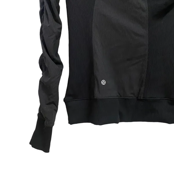 Lululemon Athletica Women’s 4‎ Full Zip Black Hoodie Jacket Ruched Lined - Image 9