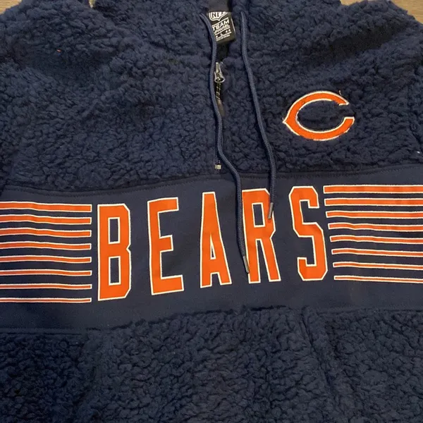 NFL New! Chicago Bears womens navy blue sherpa hoodie size L - Image 3