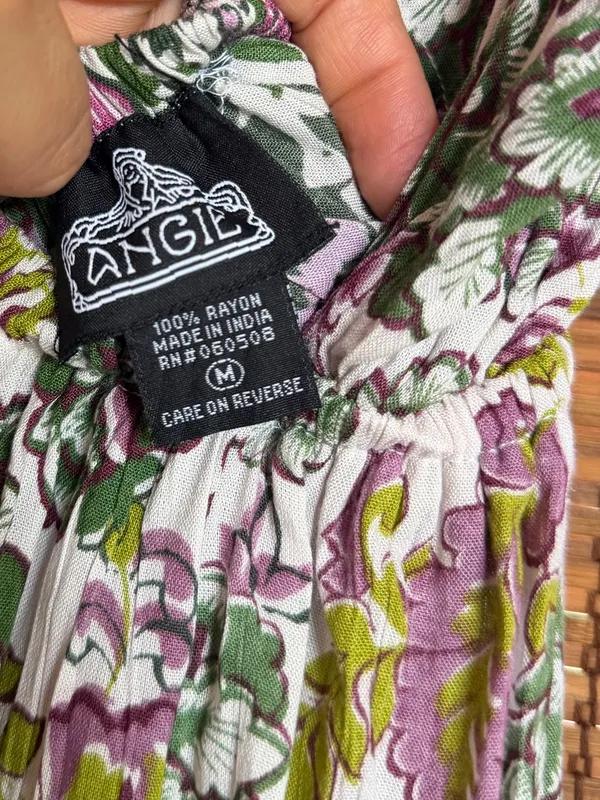 Vintage Angie Floral Tie Shoulder Open Back Dress Medium - Image 7