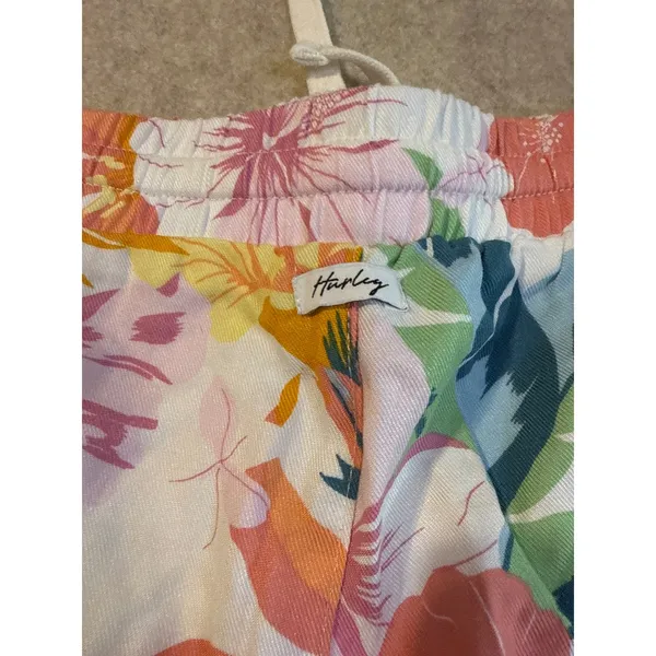 Hurley Brand Tropical Floral Hibiscus Drawstring Shorts White Multi XL NWT - Image 5