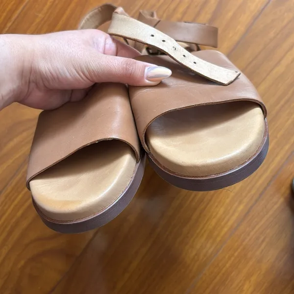 Madewell Noelle Leather Tan Platform Ankle Strap Flat Sandal - Image 4