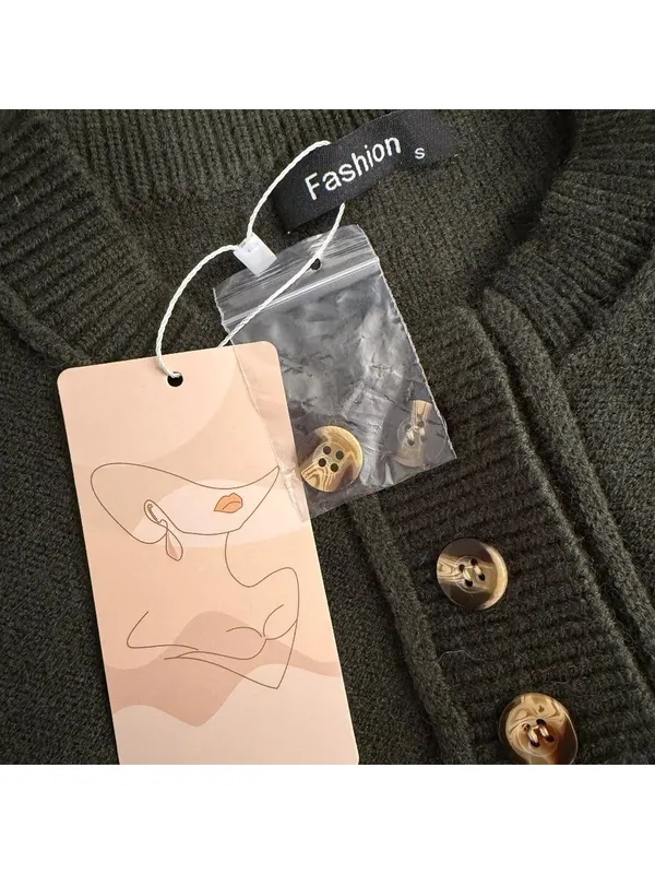 Fashion Crewneck Button Sweater Green - Image 7