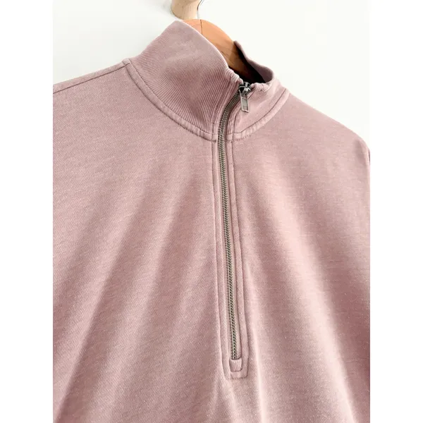 Z Supply | Oversized Half Zip Pullover Sweatshirt Mauve Pink | Sz M - Image 5