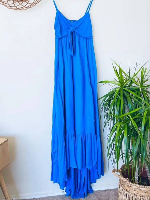 Free People Totally Tubular Open Back Cutout Maxi Dress - Mosaic Blue - Image 3
