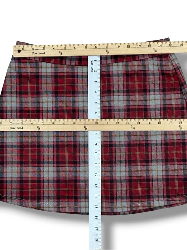 Halara Plaid Skort Mini Skirt Red Grey Large Preppy Punk Academia School Girl - Image 10