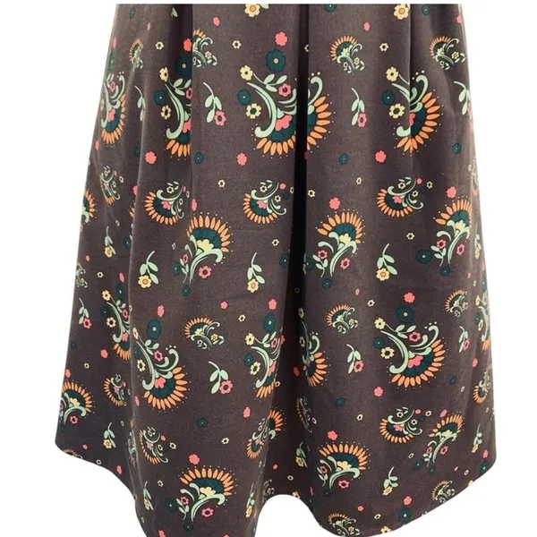 Matilda Jane Floral Fit & Flare Dress XS Brown Retro Print - Image 6