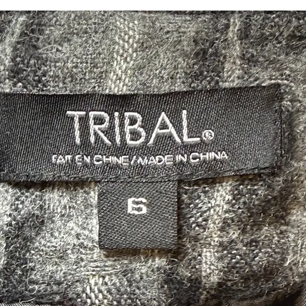 Tribal Womens Grey Black Plaid‎ Single Button Blazer Jacket Size 6 Professional - Image 3