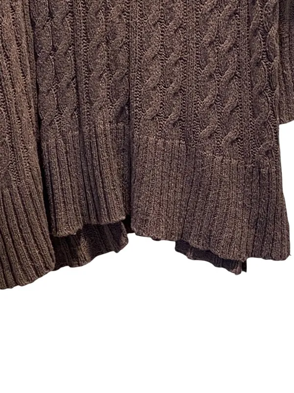 Free People Easy Cable Oversized Sweater Mocha Size L Boho Hippie Cottagecore - Image 8