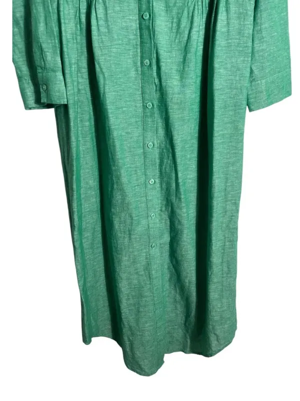 NEW Tuckernuck Sea Green Lydell Linen Band Collar Maxi Shirt Dress size Medium - Image 6