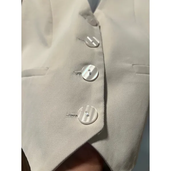 90s Cream Tailored Suit Vest Minimalist Menswear Preppy Size Small - Image 4