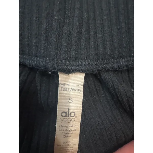 Alo Yoga Muse Ribbed Sweatpants Black Joggers Size Small - Image 3