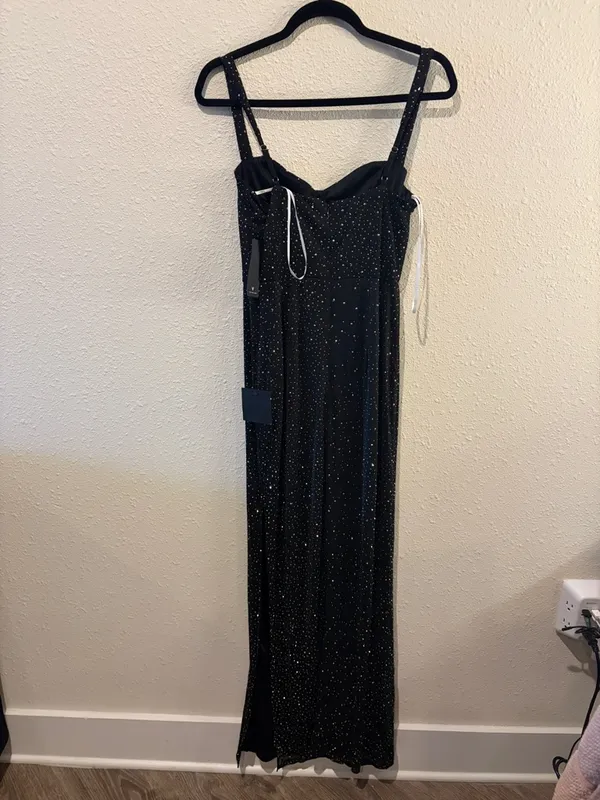 Lulus A-lister Black Rhinestone Bustier Maxi Dress - Size M - Image 4