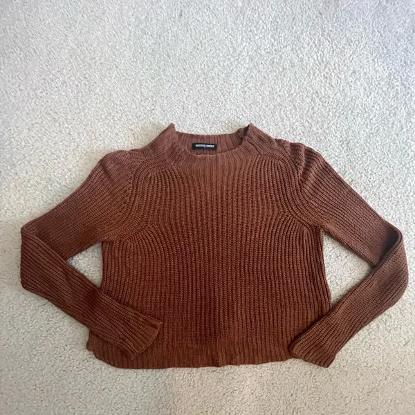 American Apparel Aslan Sweater Size Small Long Sleeve Crop Brown Light‎ Sweater - Image 3