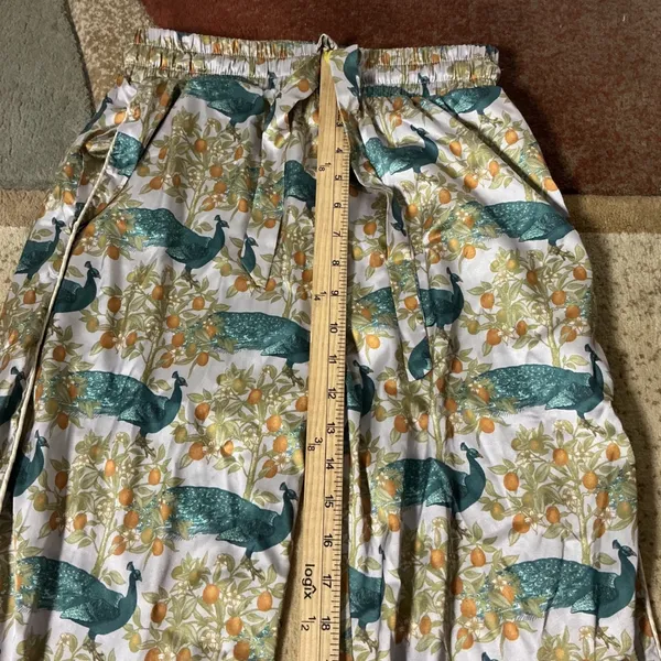 LATES Womens XS Peacock Orange‎ Tree Print Satin Pajama Pants Blue Green Orange - Image 5