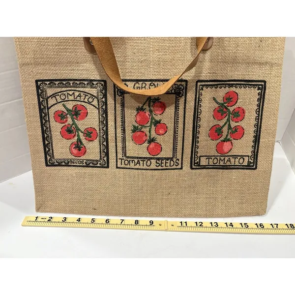Martha Stewart Canvas Tomato Seeds Tote Bag. Styled like a rustic jute - Image 6