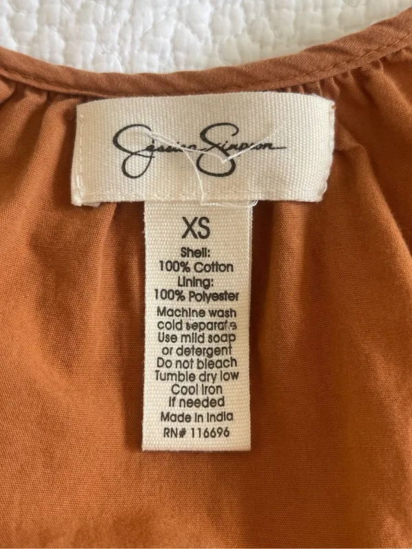 Jessica Simpson Terracotta Puff-Sleeve tiered Maxi Dress Sz XS - Image 6