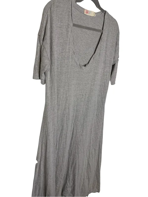 ✨ FP Beach Gray V Neck T Shirt Dress Size M Casual Oversized Coastal‎ Minimal ✨ - Image 3