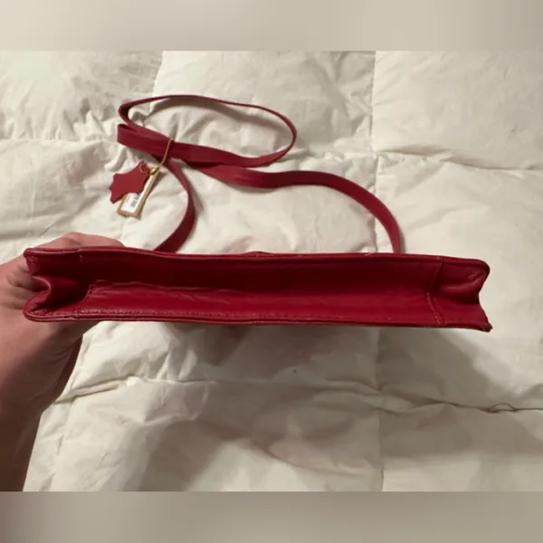 Red and Black Patterned Leather Crossbody Bag - Image 6