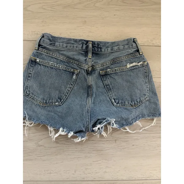 AGOLDE Parker High Waist Distressed Denim Cut Off Shorts Med Wash Blue Size 27 - Image 6