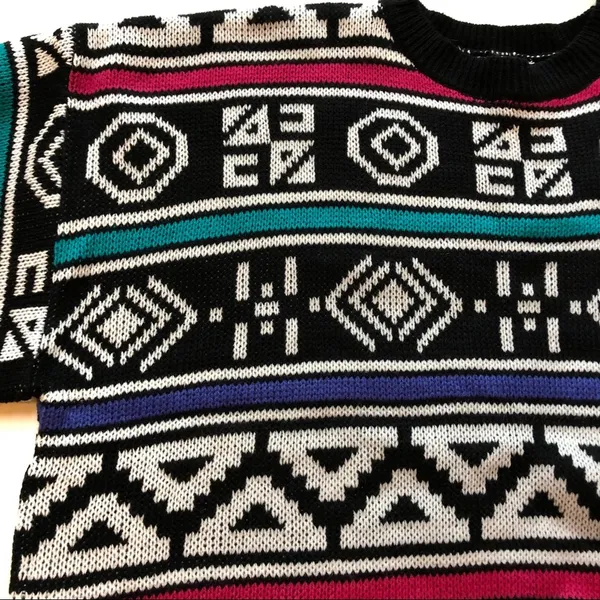Parrinello Sweater Geometric Pattern Vintage Size L - Image 5
