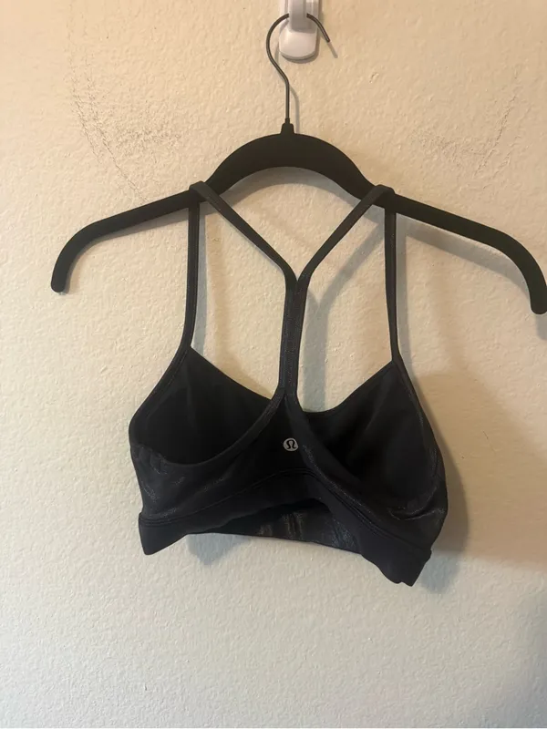 Lululemon Flow Y Sports Bra Radiate Foil Print Black Size 4 Athletic Running - Image 4