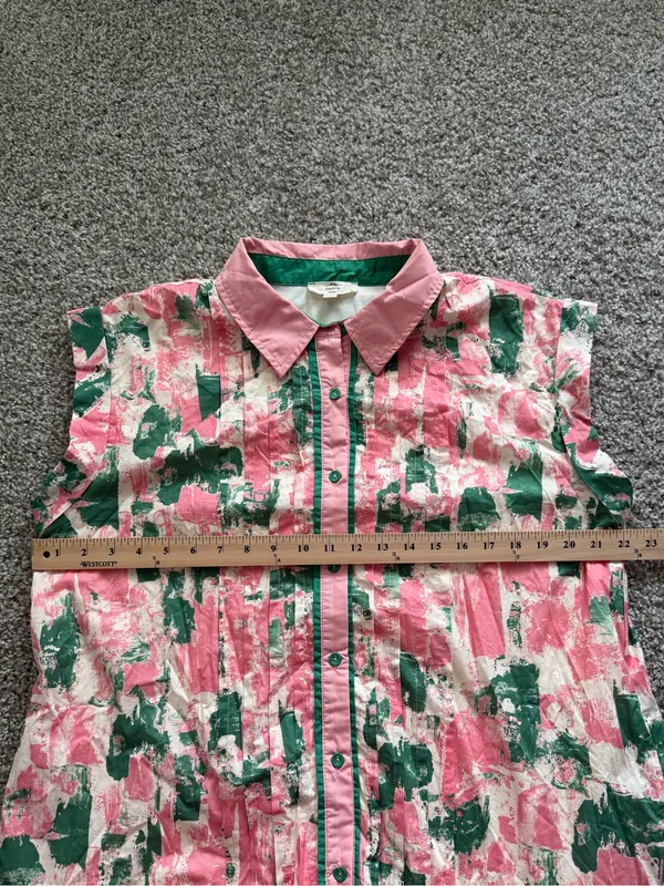 Entro Women’s Pink & Green Splatter Dream Dress Printed Button‑Front Dress - Image 7