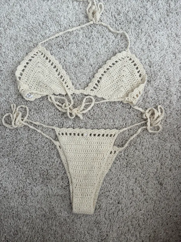 White Fox Boutique Crochet Bikini set - Image 4