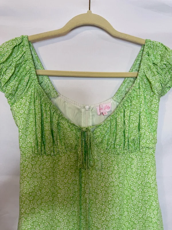 Pink Lily Green Daises Dress - Image 2
