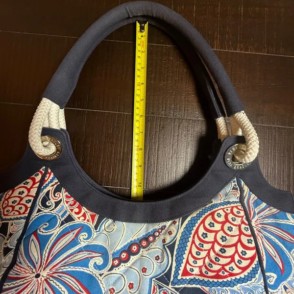 VTG Vera Bradley Seaside Anchor Tote Bag Women Large Blue Paisley Quilted Rope - Image 4