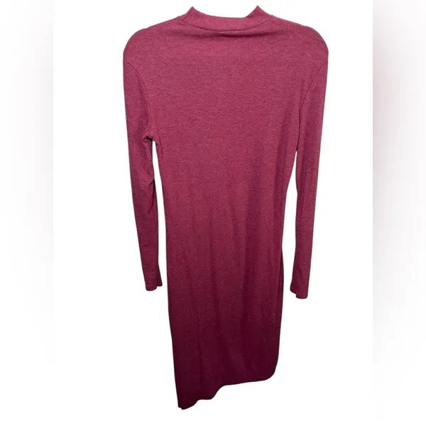Lulus Burgundy Long Sleeve Ribbed Knit Mock Neck Sweater Dress Size Small‎ - Image 6