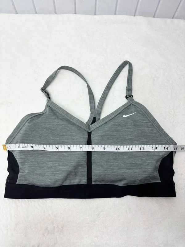 Nike Women's Indy Grey/Black LS Padded V-Neck Sports Bra Size L - Image 3