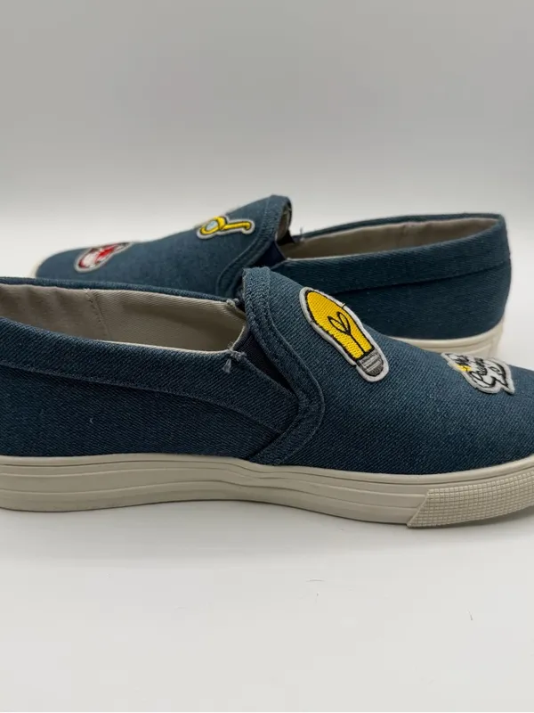 Vintage Havana Denim Patch Slip On Sneakers Women’s 8 Blue Embroidered - Image 5