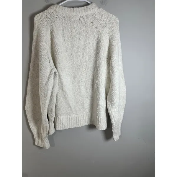 Banana Republic Boucle‎ Pullover Sweater White Merino Wool Blend Large 514676-02 - Image 7